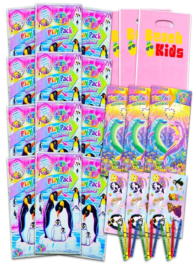 Lisa Frank Ultimate Party Favors Packs - 12 Sets with Stickers, Coloring Books and Crayons (Lisa Frank Party Supplies)